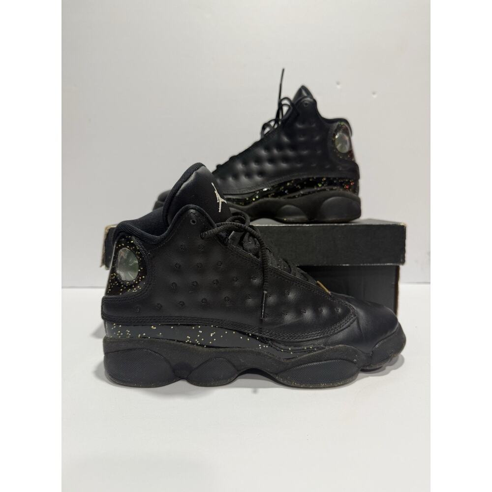 Size 5.5 Gs -Jordan 13 Black Metallic Gold “gold Glitter”